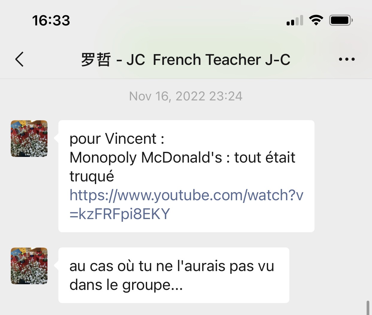 Message from Jean-Christophe Voyer, November 16, 2022